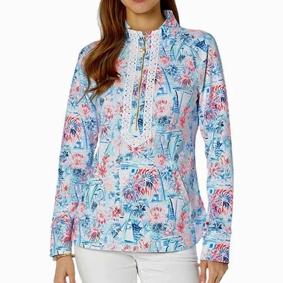 NWT! Lilly Pulitzer Women's UPF 50+ Janie Popover 4th Of July 🇺🇸🎆 - Picture 2 of 6